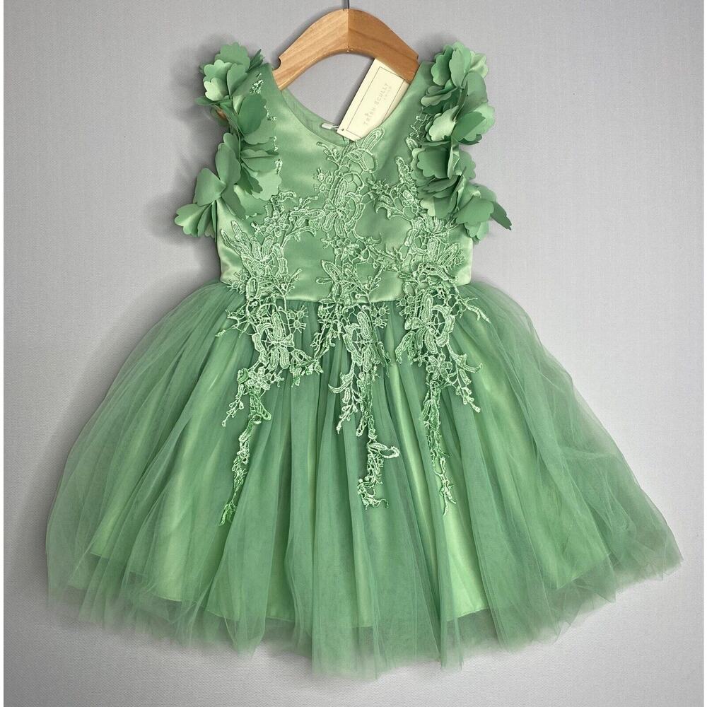 NWT Trish Scully Green Floral Sleeve Special Occasion Bianca Dress Girls 3 Yrs